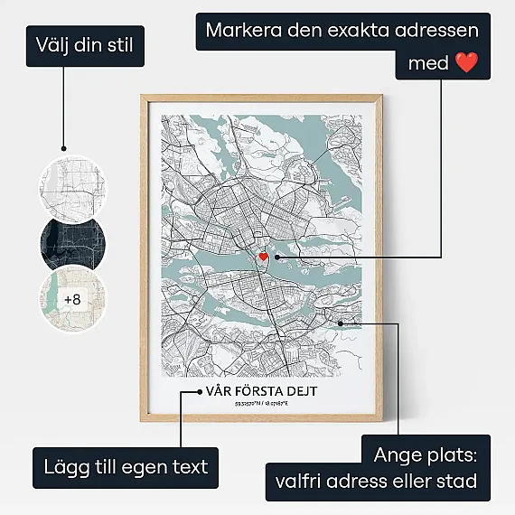 Vi Traffades Har Karta — personlig konstprint